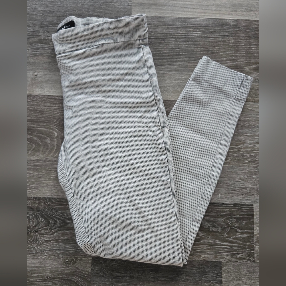Gray Black Dots Pattern Pull-on Skinny Legging Dress Pant